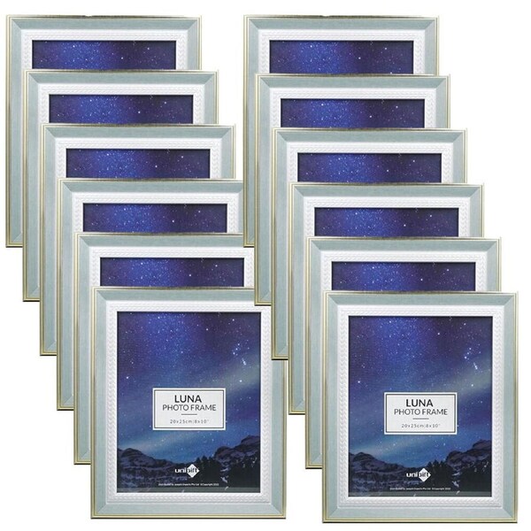 12PK Unigift Luna Gold Trim Border Glass Picture Photo Frame 20x25cm Green