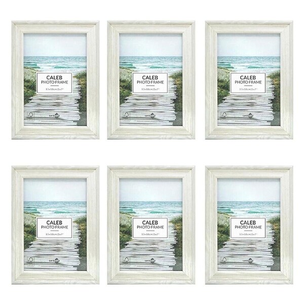 6PK Unigift Caleb Wooden/Glass Picture Photo Frame 13x18cm Grey/Cream