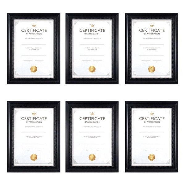 6PK Unigift Juliet Certificate Raised Dots Border Picture Photo Frame A4 Black
