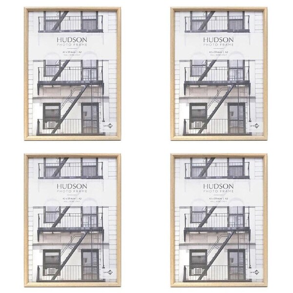 4PK Unigift Hudson Round Wooden Profile Picture Photo Frame A2 Natural