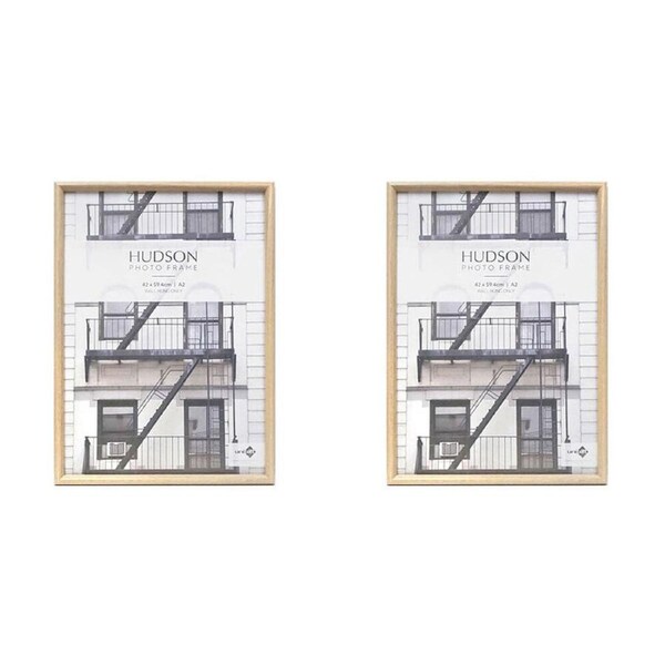 2PK Unigift Hudson Round Wooden Profile Picture Photo Frame A2 Natural