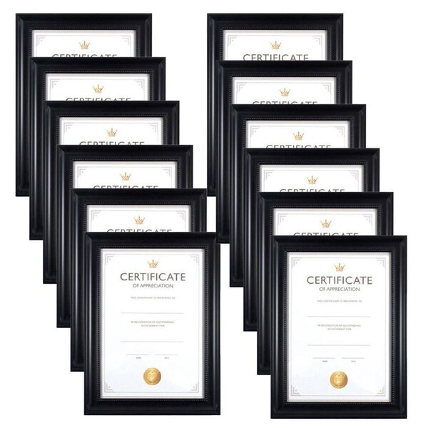 12PK Unigift Juliet Certificate Raised Dots Border Picture Photo Frame A4 Black