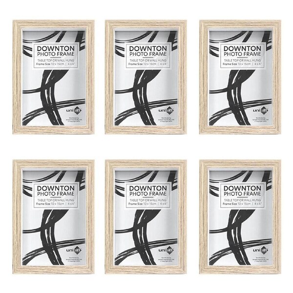 6PK Unigift Downton Matt Wooden/Glass Picture Photo Frame 10x15cm Natural