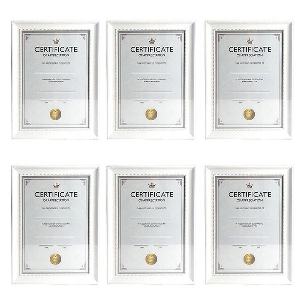 6PK Unigift Juliet Certifcate Raised Dots Picture Photo Frame A4 White