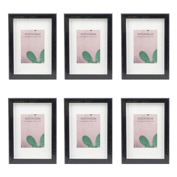 6PK Unigift Stockholm Wooden/Glass Picture Photo Frame A4 21x30cm Black