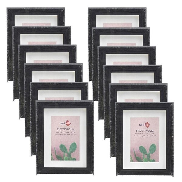 12PK Unigift Stockholm Wooden/Glass Picture Photo Frame 6x8in 15x20cm Brown