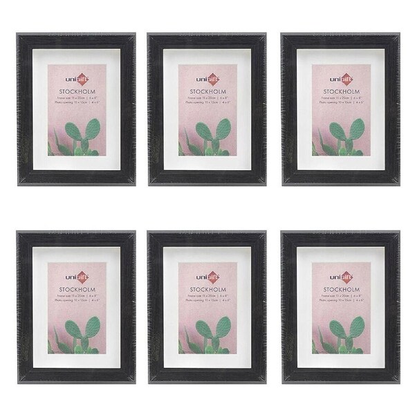 6PK Unigift Stockholm Wooden/Glass Picture Photo Frame 6x8in 15x20cm Brown