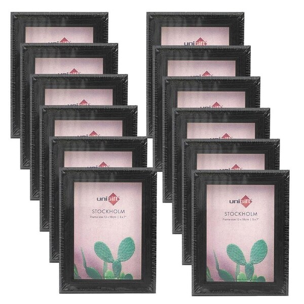 12PK Unigift Stockholm Wooden/Glass Picture Photo Frame 5x7in 13x18cm Brown