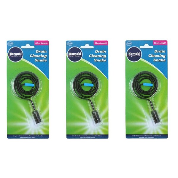 3PK Kemasi Flexible Kitchen/Bathroom Drain Cleaner Cable Snake 65cm Black