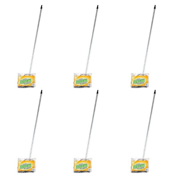 6PK Kemasi Large Handle Hard Black Bristle Cleaning Broom 135cm Assorted