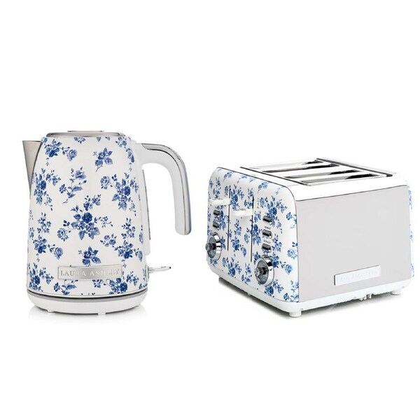 Laura Ashley 1.7L Jug Kettle and 4 Slice Toaster Combo China Rose