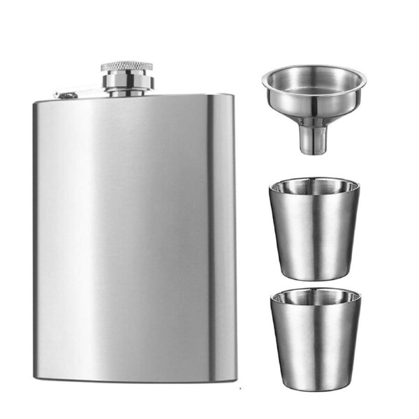 70Z Stainless Steel Portable Outdoor Flat Metal Wine Flagon Leakproof Travel