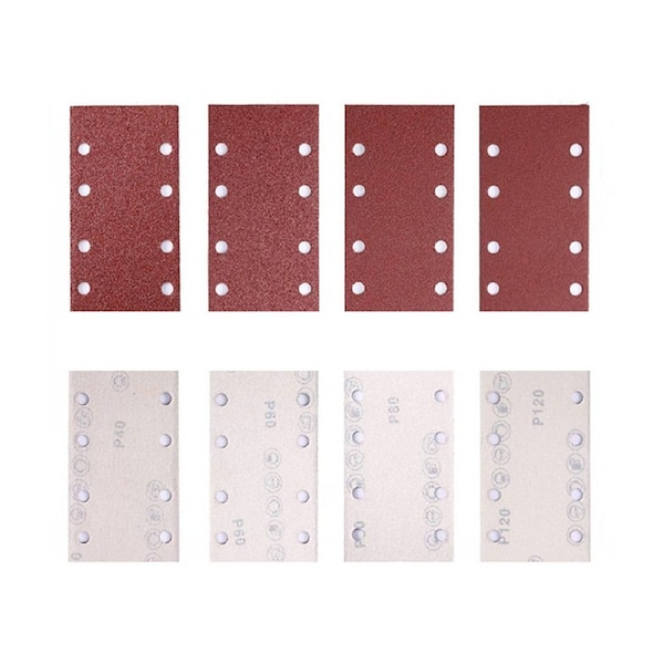 80PCS Rectangular Sanding Sheets 8 Hole Flocked Sandpaper For Polishing Wood