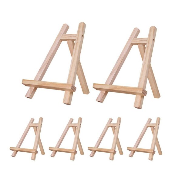 6pcs Tabletop Display Stand A-Frame Artist Easel Beechwood Tripod Wood Holder