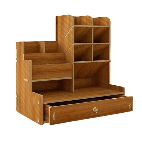 Desktop Office Organizer Large Storage Box Pen Holder Grid Rack Stationery