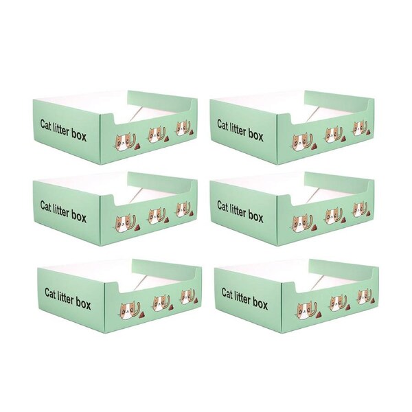 6PCS Foldable Cat Litter Box Disposable Toilet Tray For Outdoor Travel Cleaning