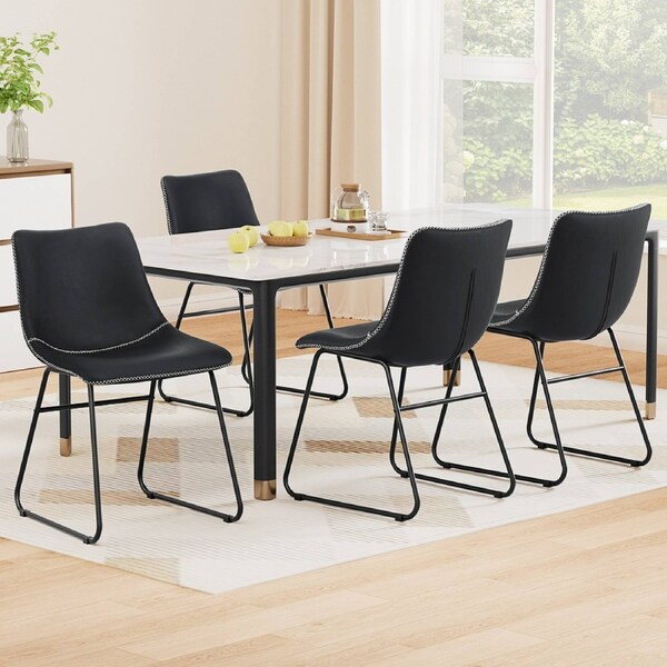 1 Set of 4 Artiss Dining Chairs PU Leather Black