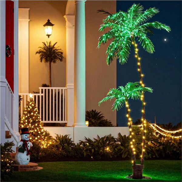 2.1m Jingle Jollys Christmas Tree LED Lighted Xmas Palm Trees Party Decorations