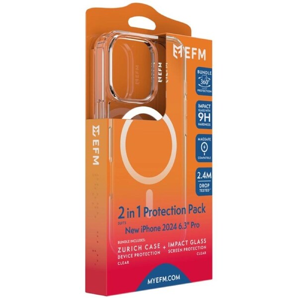 [EFCZBCS611CLE] EFM Zurich MagSafe and Impact Screen Protector Bundle - For iPhone 16 Pro