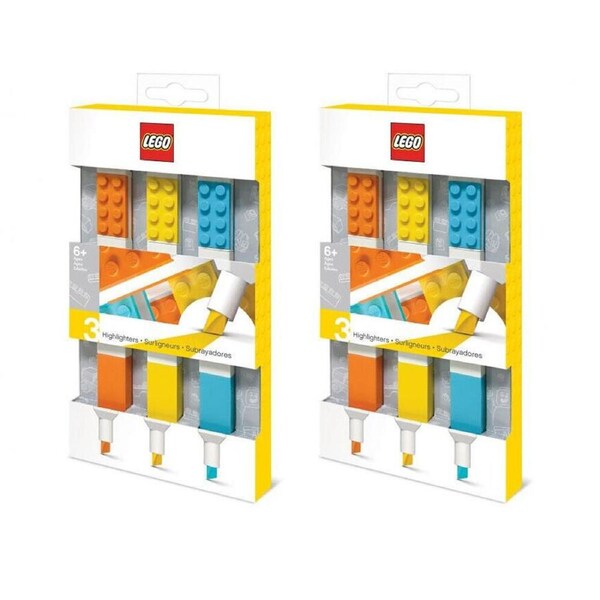 2x 3pc Lego Highlighter Pen Set Kids/Children Writing Stationery 6y+