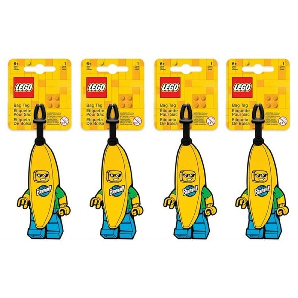 4PK Lego Banana Man Tag Keychain Hanging Accessory Key Ring Bag Charm 6y+