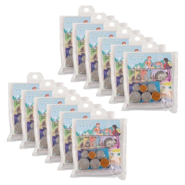 12PK Australian Play Money Kids/Children Interactive Pretend Fun Toy 3y+