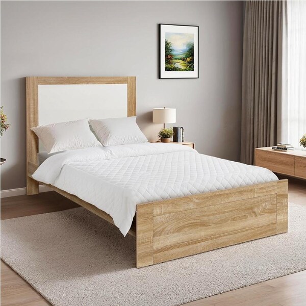 Bed Frame Single Size Wooden Base Mattress Platform Foundation Light Wood
