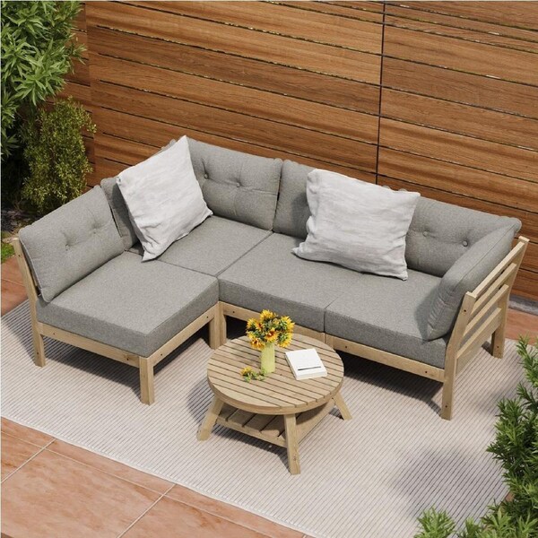 Livsip 4 Seater Outdoor Sofa Set Lounge Setting Patio Furniture Beige