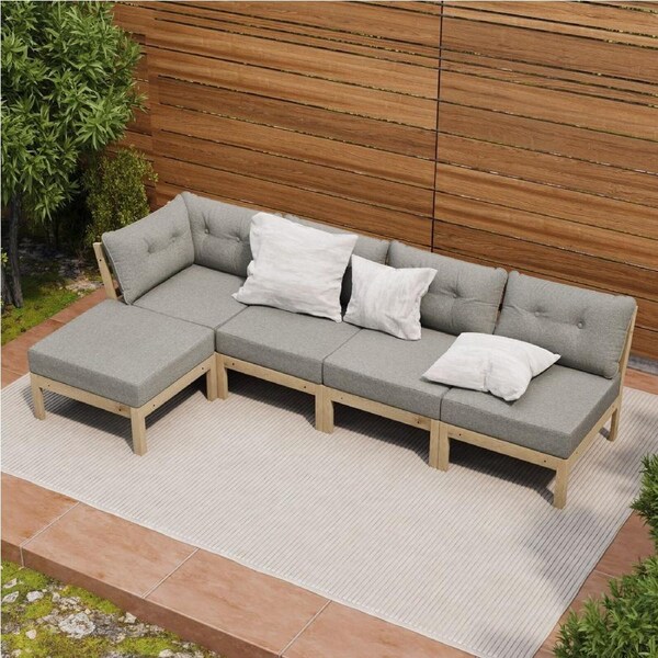 Livsip 5PCS Outdoor Sofa Set Lounge Setting Patio Furniture Beige