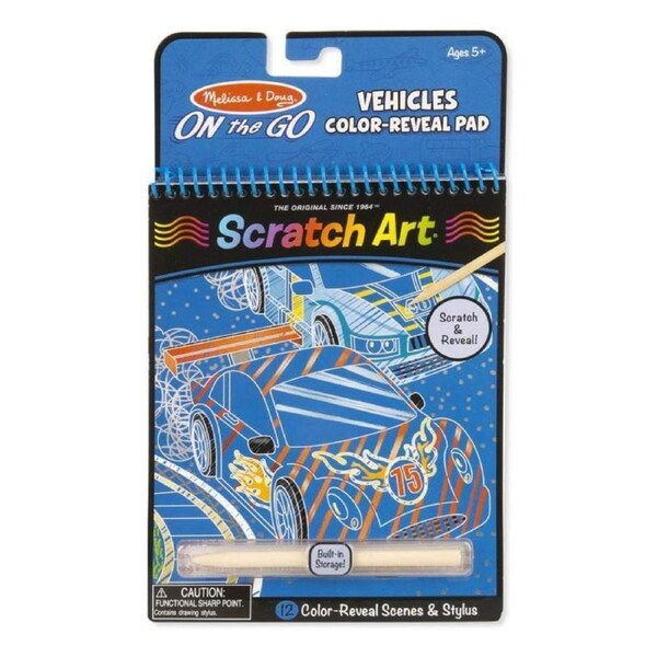 Melissa & Doug On the Go Activity Book Scratch ArtColour-Reveal Pad Vehicles