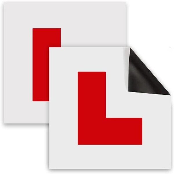 2x Magnetic RED L PLATES Car Window Signs