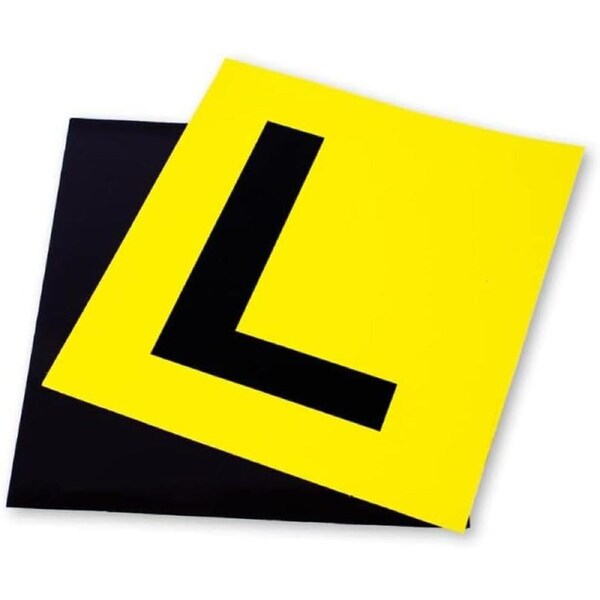2x Magnetic LEARNER L PLATES Car Window Signs in Yellow/Black