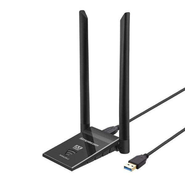 Simplecom NW628v2 AX1800 Dual Band WiFi 6 USB Adapter with 2x 5dBi High Gain Antennas