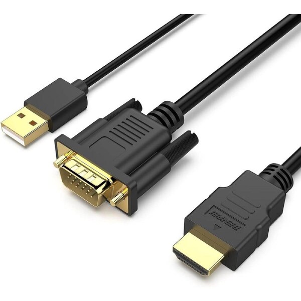 BENFEI 324BK VGA to HDMI Cable with Audio, 1080P Uni-Directional 1.8M