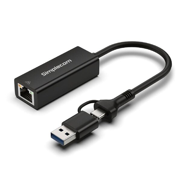 Simplecom NU315C SuperSpeed USB-C and USB-A to Gigabit Ethernet Adapter