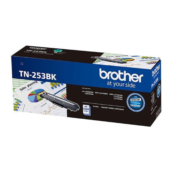 Brother TN-253BK Black Toner Cartridge to Suit - HL-3230CDW/3270CDW/DCP-L3015CDW/MFC-L3745CDW/L3750CDW/L3770CDW 2,500 Pages