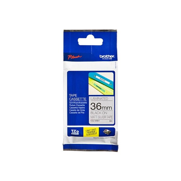 BROTHER TZeM961 Labelling Tape 36mm Black on Silver MATT TZE Tape