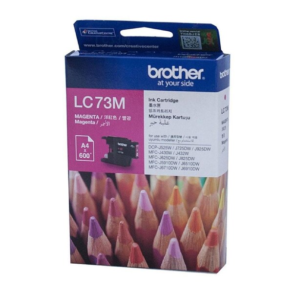 BROTHER LC-73M Magenta High Yield Ink Cartridge - DCP-J525W/J725DW/J925DW, MFC-J6510DW/J6710DW/J6910DW/J5910DW/J430W/J432W/J625DW/J825DW - 600 pages