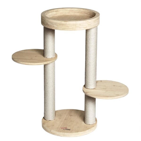 Whisker Wonderland Premium Eco Bamboo Cat Tree Small - Natural Bamboo Structure, Safe & Stable, Multi-Functional Cat Furniture, Climbing & Scratching