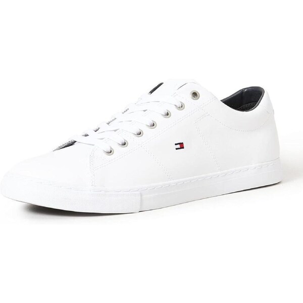 Tommy Hilfiger Mens Essential Leather Sneakers Shoes - White EU 43
