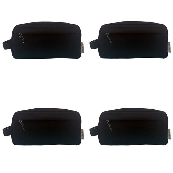 4PK Frankie & Me Womens Rectangular Zip Makeup Cosmetics Toiletry Bag 25cm Black