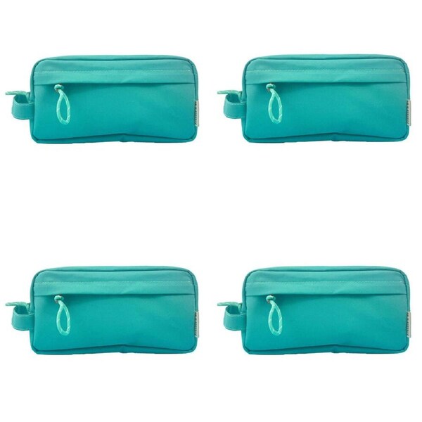 4PK Frankie & Me Women's Rectangular Makeup Cosmetics Toiletry Bag 25x13cm Green