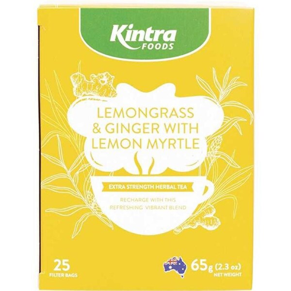 Kintra Foods Herbal Tea Bags Lemongrass & Ginger with Lemon Myrtle 25pk