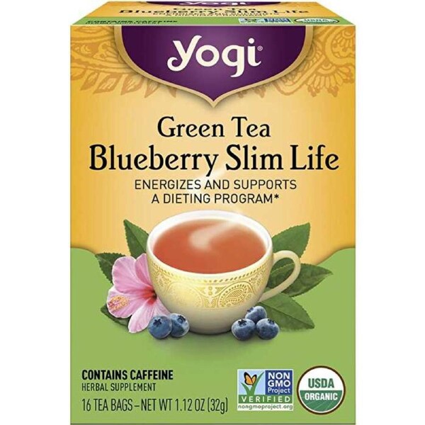 Yogi Tea Herbal Tea Bags Green Tea Blueberry Slim Life 16pk