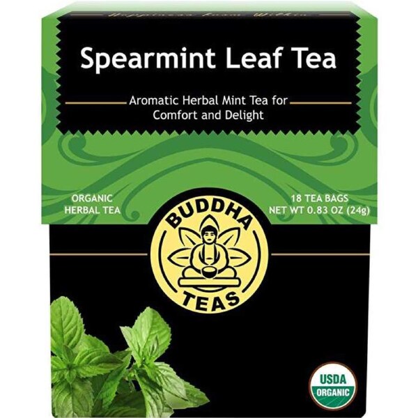 Buddha Teas Organic Herbal Tea Bags Spearmint Leaf Tea 18pk
