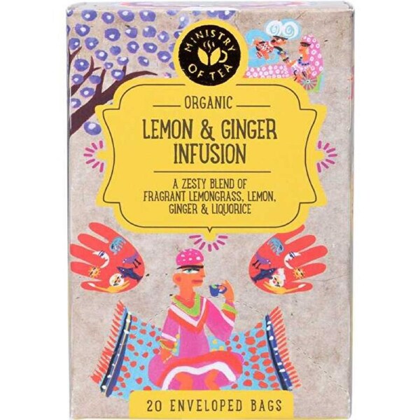 Ministry Of Tea Organic Lemon & Ginger Infusion Tea Bags 20pk