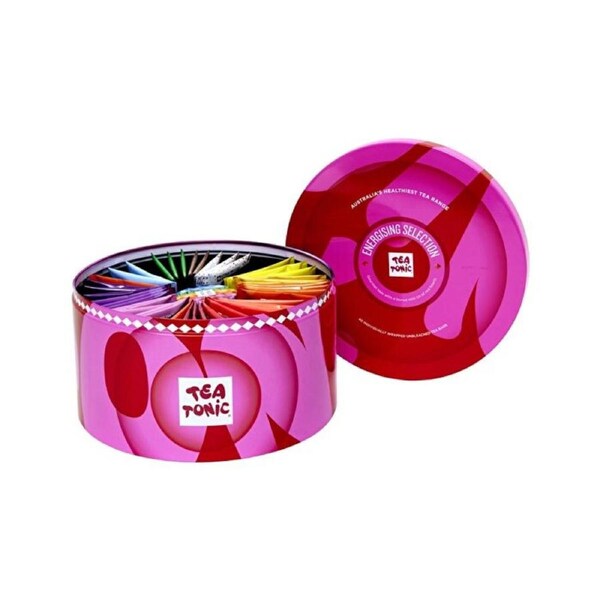 Tea Tonic Energising Selection Round Tin x 40 Tea Bags (contains bonus mini tin of red hearts)