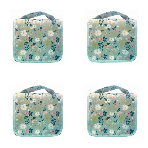 4PK Frankie & Me Womens Zip Cosmetics Hanging Toiletry Bag Medium 25x21cm Floral