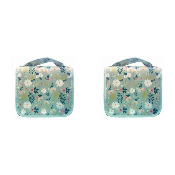 2PK Frankie & Me Women's Zip Cosmetics Hanging Toiletry Bag Medium 25cm Floral
