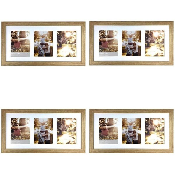 4PK Frankie & Me Wooden Collage 6x8'' Triple Picture Frame Home/Office Decor Oak